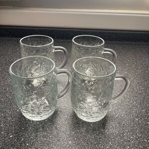 Princess House FANTASIA Mugs/
Cups LOT OF 4 Clear Crystal